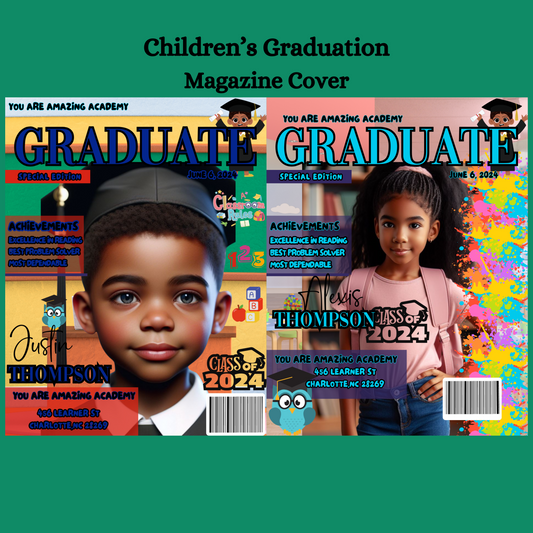 Editable Children's Graduation Magazine Cover Digtial Design